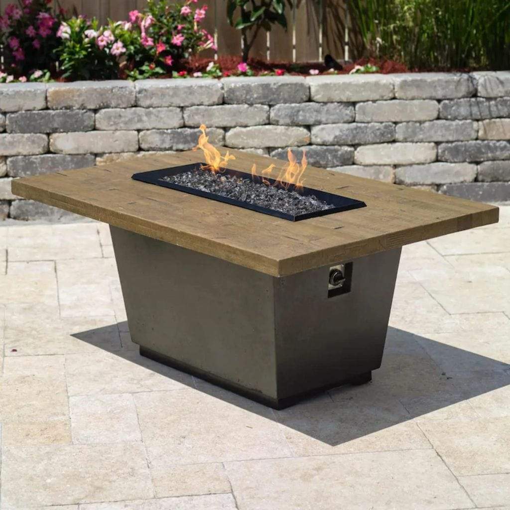 American Fyre Designs 54" Reclaimed Wood Cosmopolitan Rectangular Chat Height Fire Table