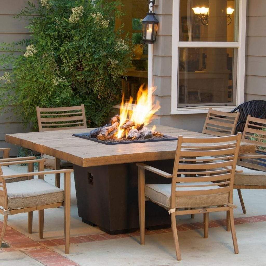 American Fyre Designs 36" Reclaimed Wood Cosmopolitan Square Chat Height Fire Table