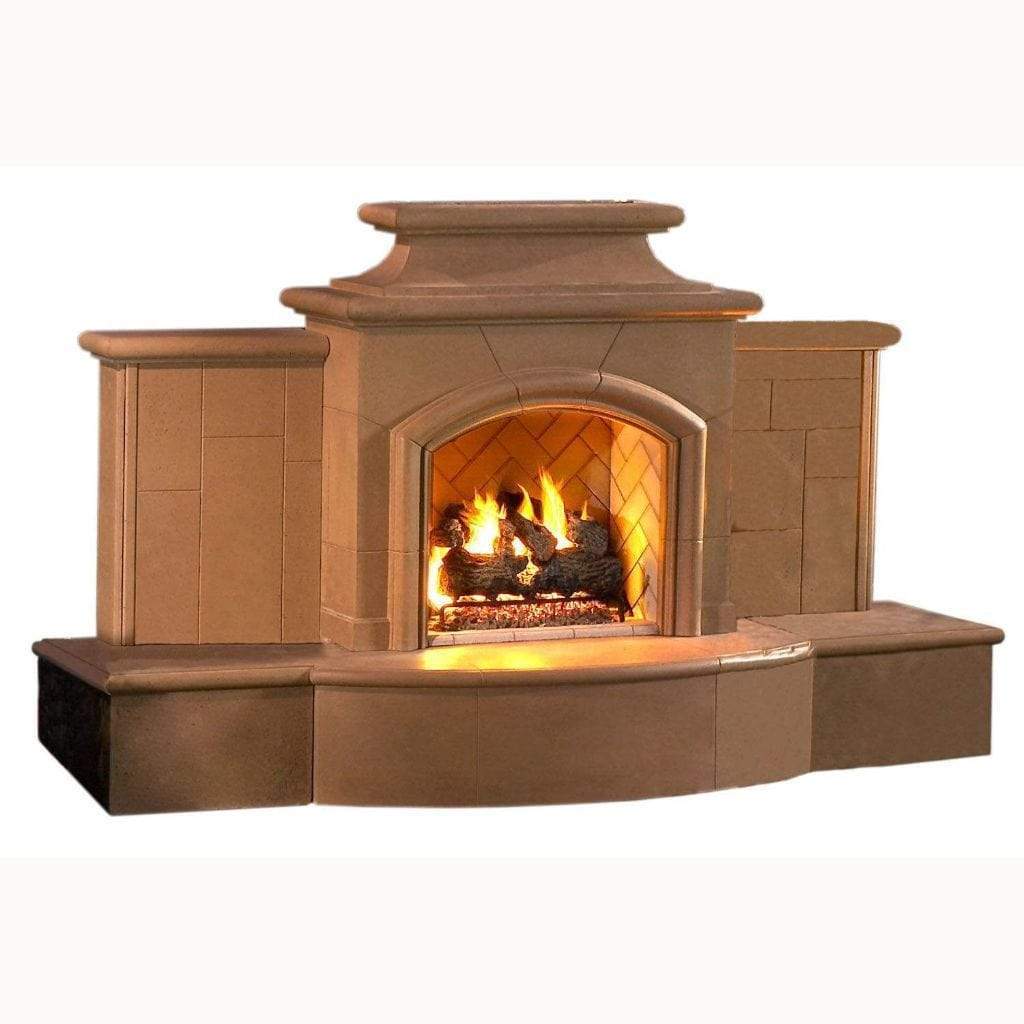 American Fyre Designs 113" Grand Mariposa Outdoor Gas Fireplace with Extended Bullnose Hearth