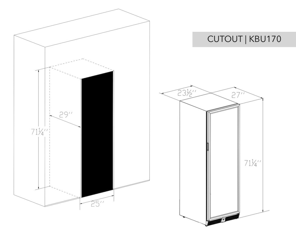 KingsBottle 72" Large Beverage Refrigerator With Clear Glass Door - KBU170BX