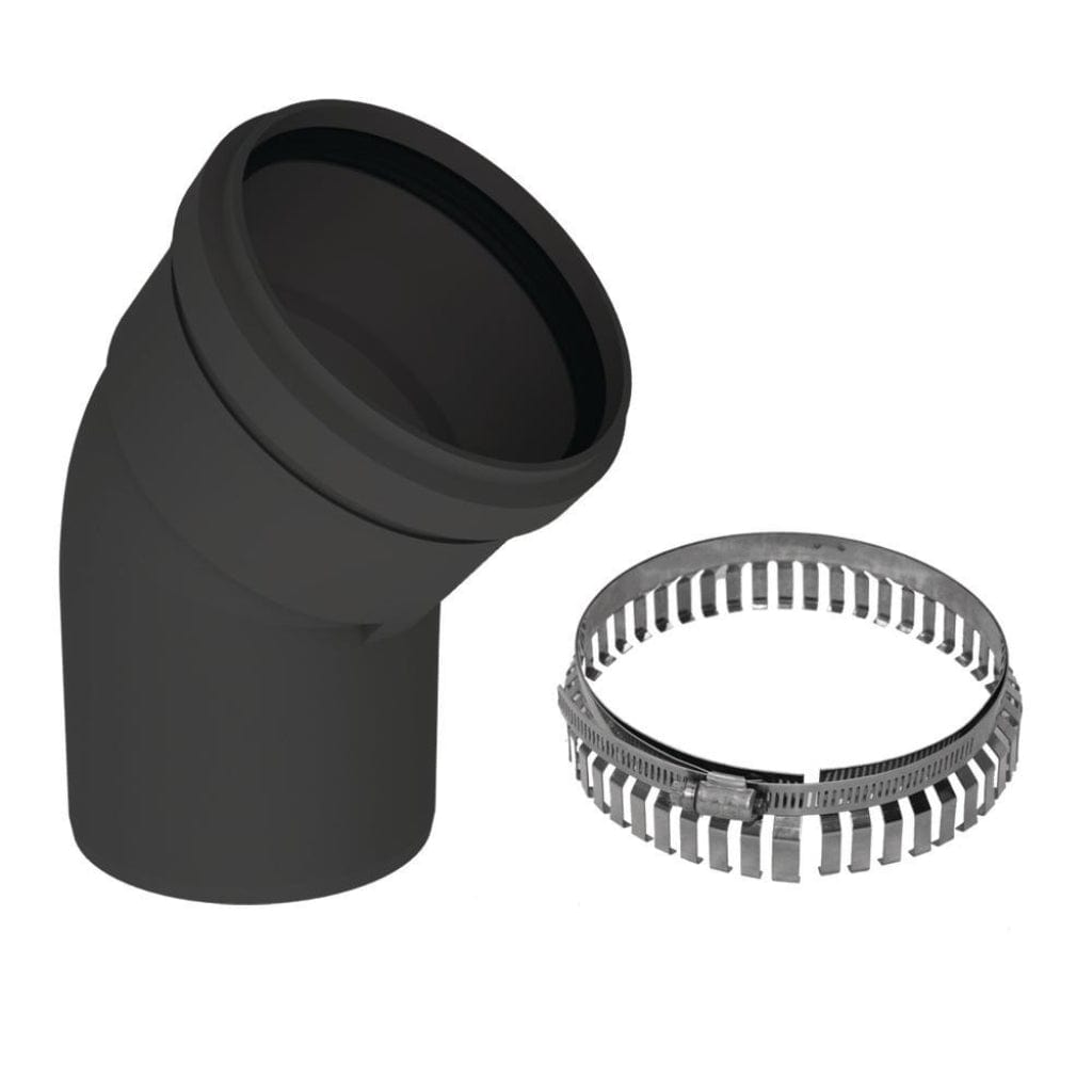 DuraVent 2"-4" Inner Diameter PolyPro Black UV-Resistant 45-Degree Elbow