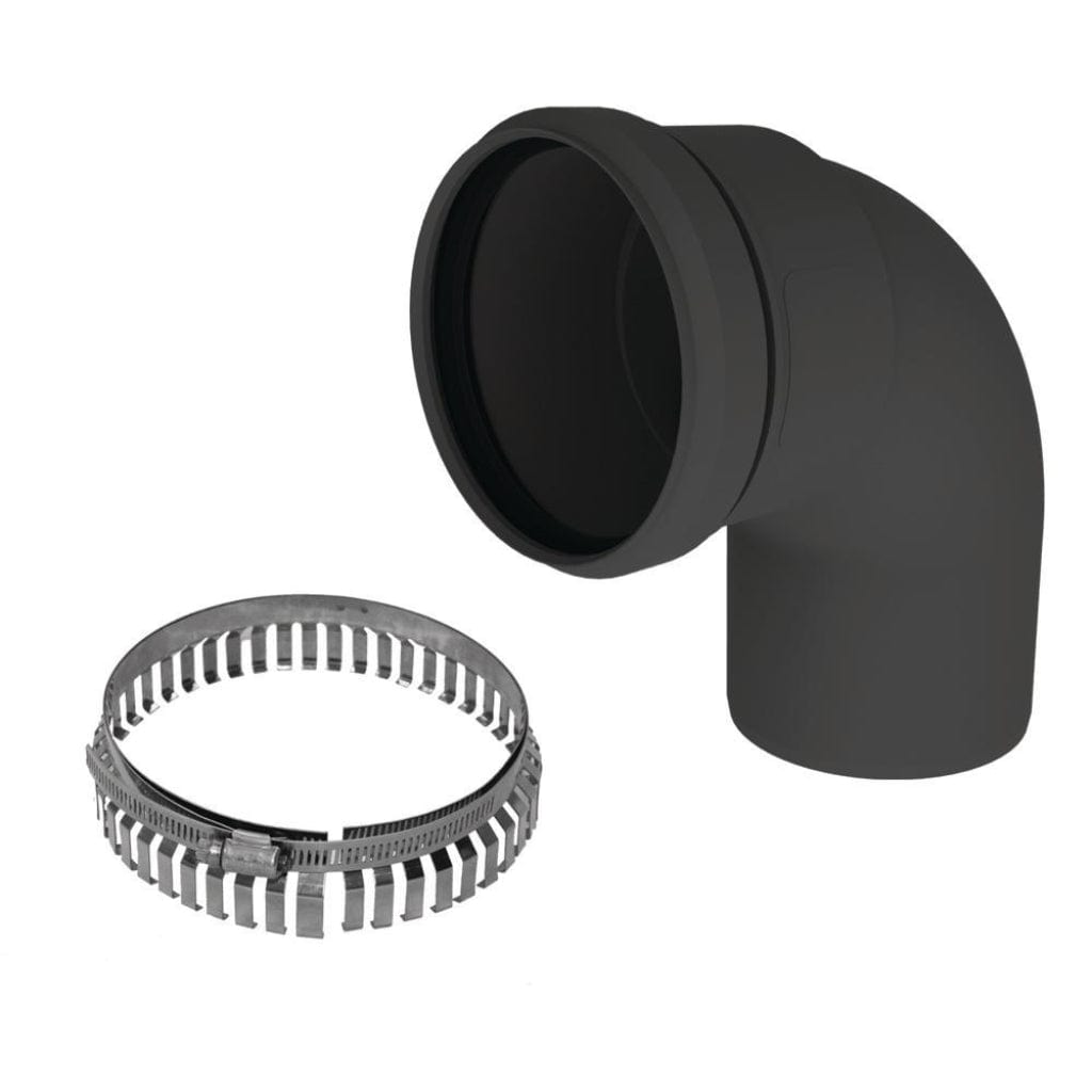 DuraVent 2"-6" Inner Diameter PolyPro Black UV-Resistant 90-Degree Elbow