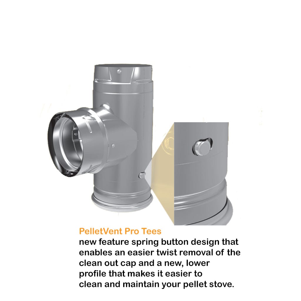 DuraVent 3"-4" Inner Diameter PelletVent Pro Adapter Tee With Clean-Out Tee Cap