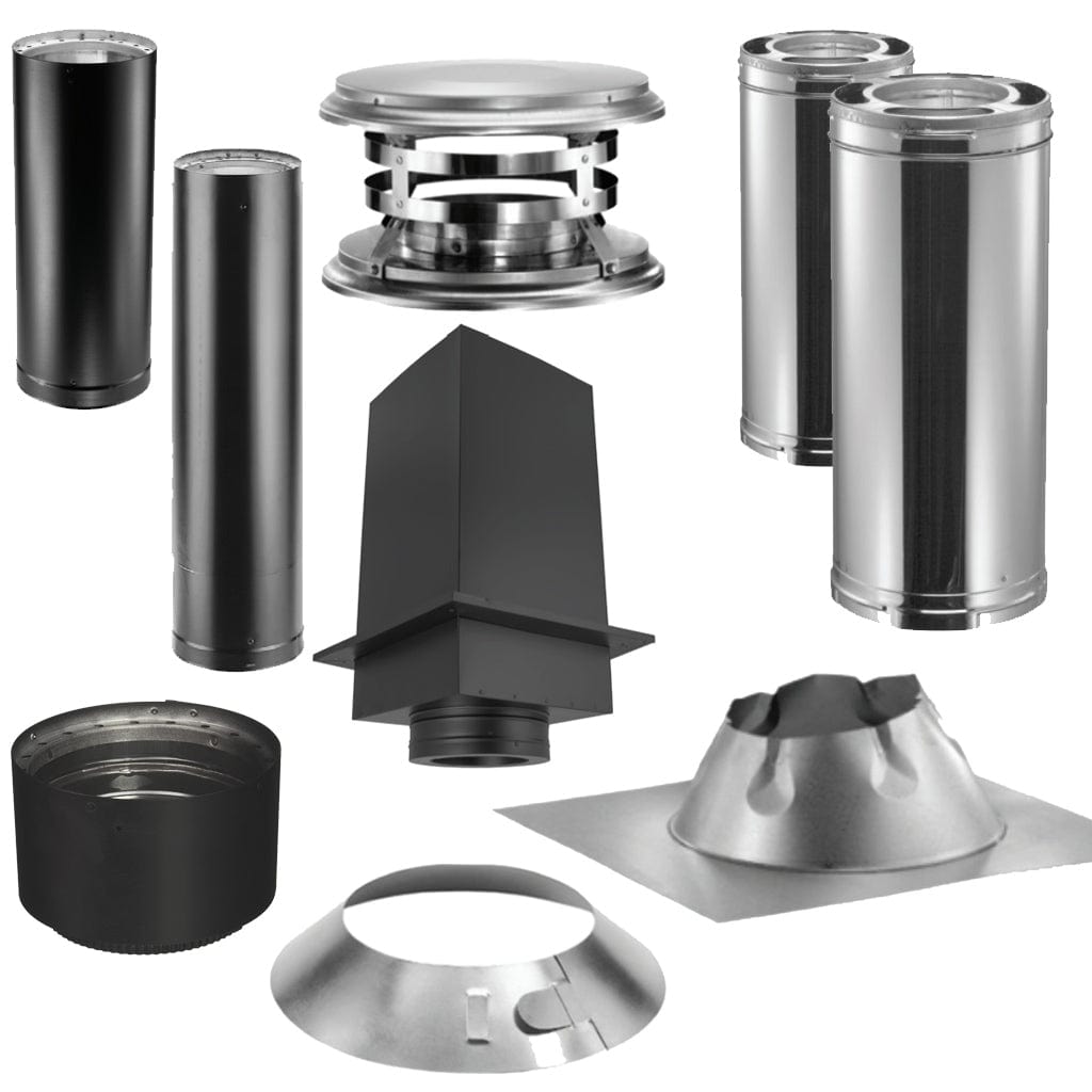 DuraVent Cathedral Ceiling With Black Double Wall Pipe Wood Stove Chimney Kit