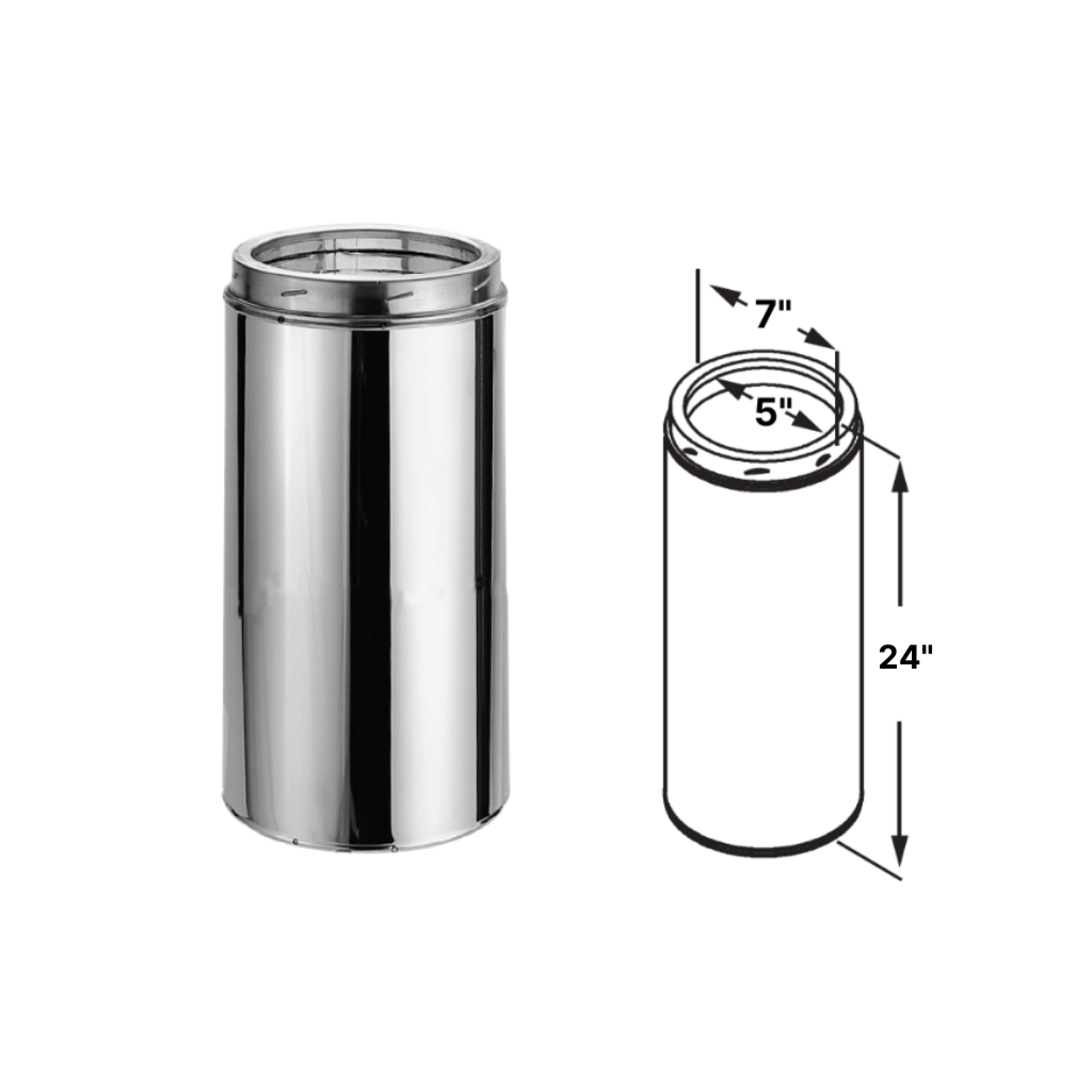 DuraVent DuraTech 5" Diameter Galvalume Steel 24" Pipe Length 5DT-24 All Fuel Chimney Pipe