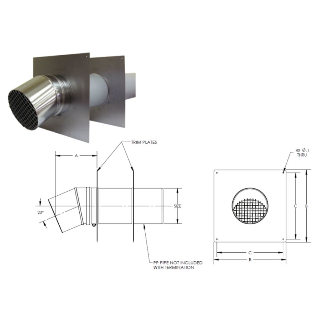 DuraVent PolyPro 5"-8" Stainless Steel Horizontal Termination