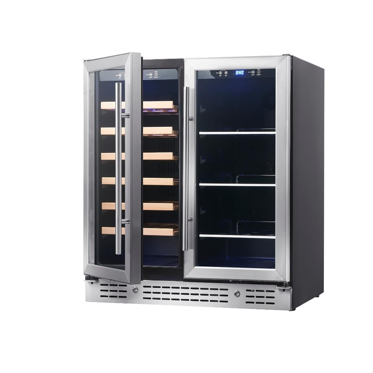 KingsBottle 30" Combination Beer and Wine Cooler with Low-E Glass Door KBU165BW