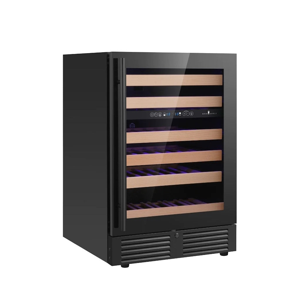 KingsBottle KBU145DX 24 Inch Under Counter LOW-E Glass Door Dual Zone Wine Cooler