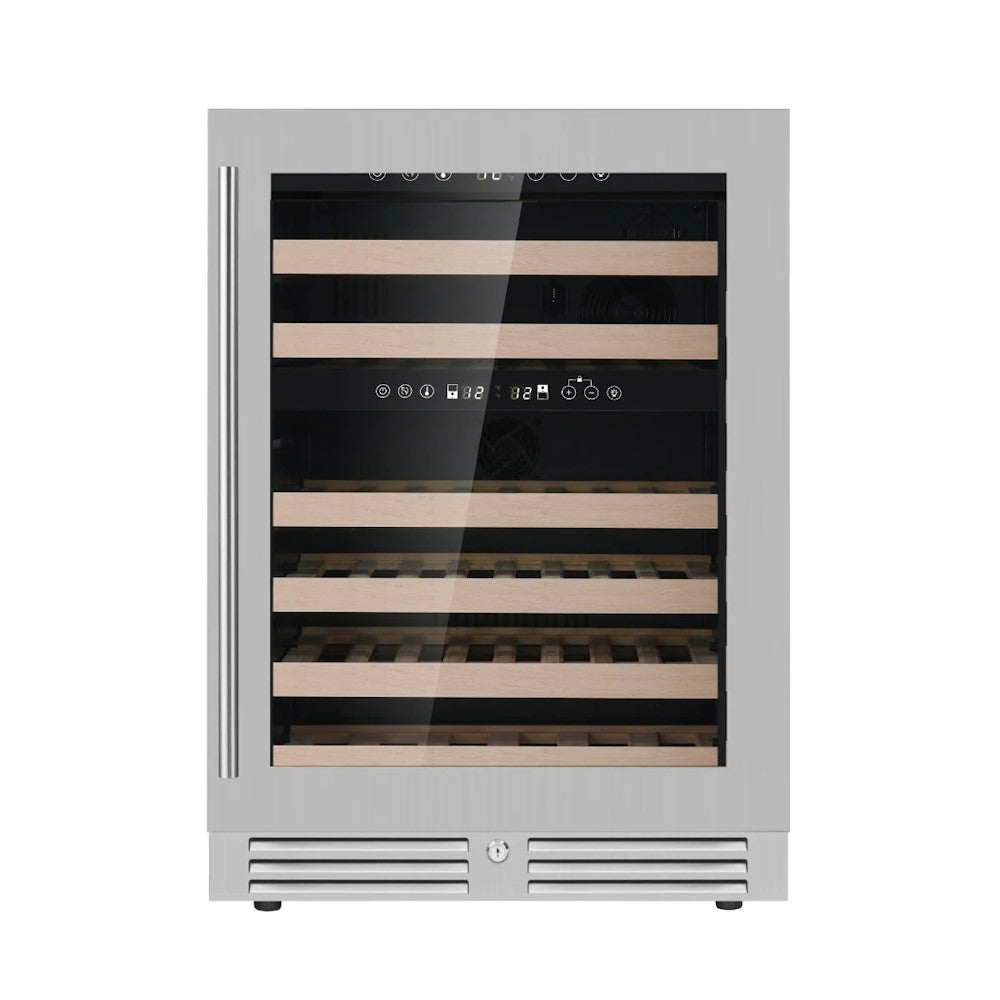 KingsBottle KBU145DX 24 Inch Under Counter LOW-E Glass Door Dual Zone Wine Cooler