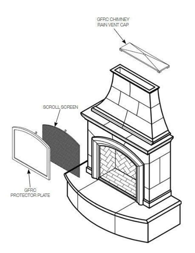 American Fyre Designs 113" Grand Phoenix Outdoor Gas Fireplace with Rectangle Extended Bullnose Hearth