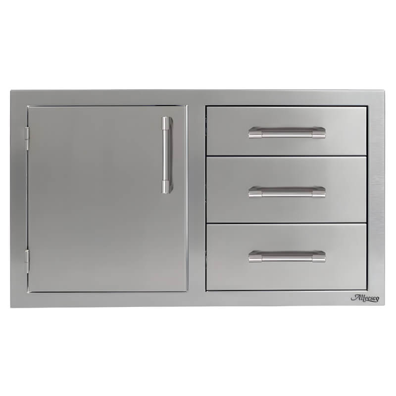 Alfresco 32-Inch Stainless Steel Soft-Close Door & Triple Drawer Combo