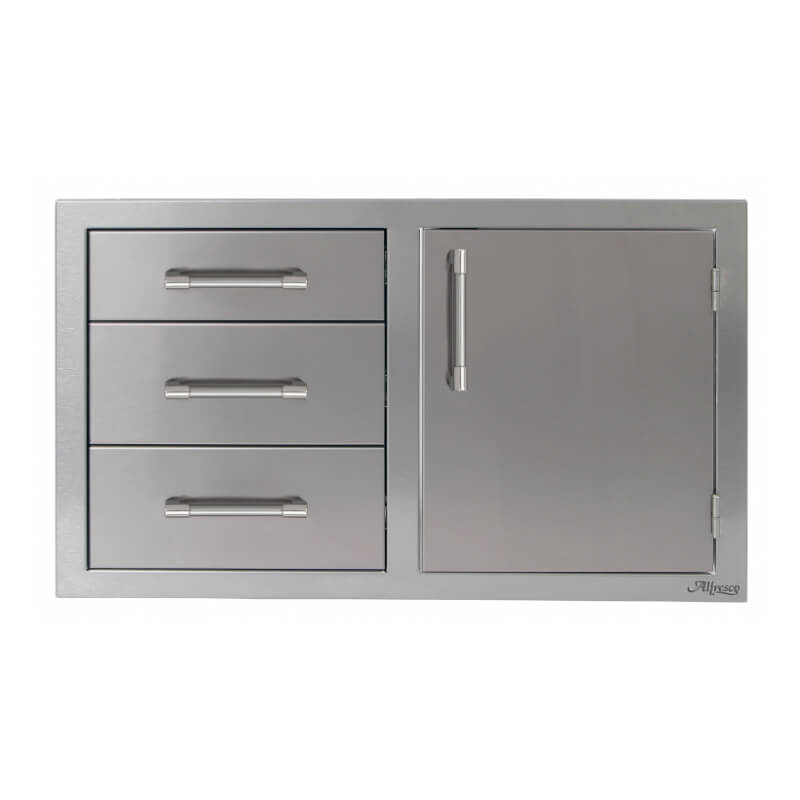 Alfresco 32-Inch Stainless Steel Soft-Close Door & Triple Drawer Combo