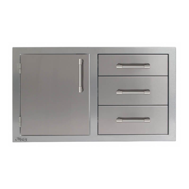 Alfresco 32-Inch Stainless Steel Soft-Close Door & Triple Drawer Combo