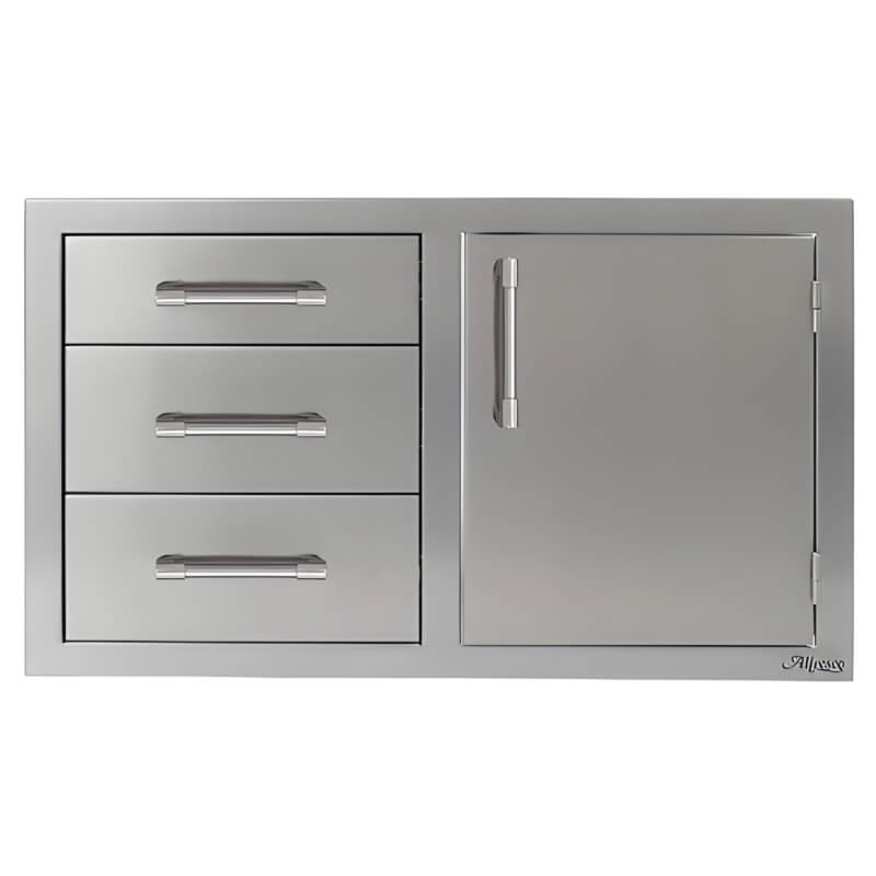 Alfresco 32-Inch Stainless Steel Soft-Close Door & Triple Drawer Combo