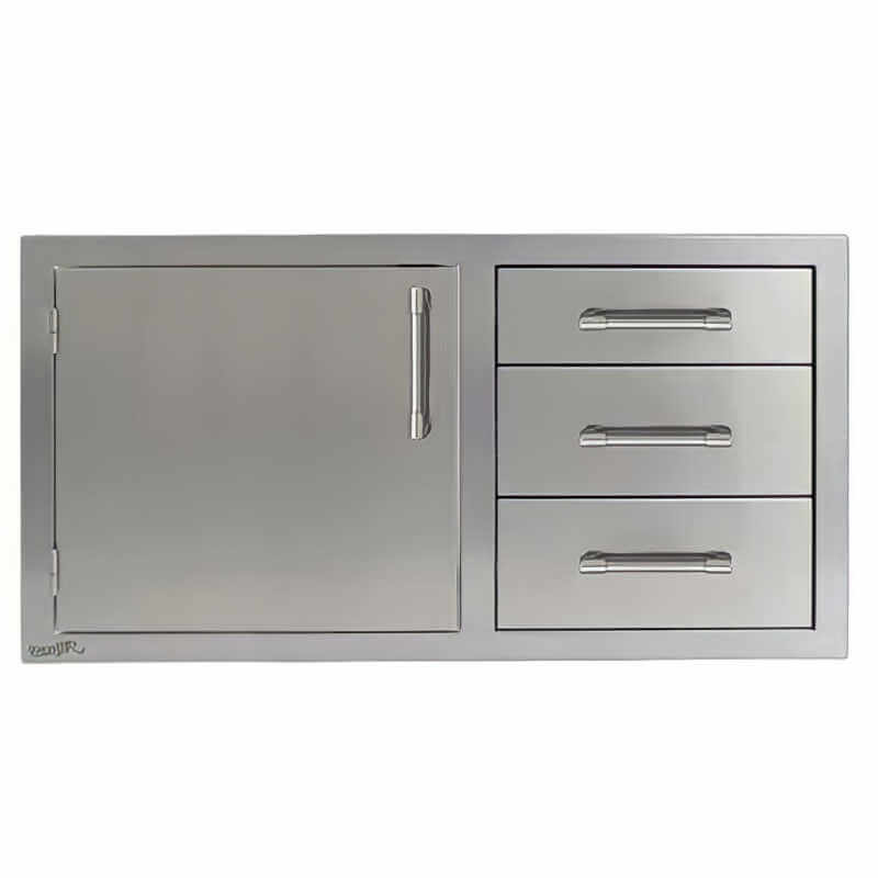 Alfresco 42-Inch Stainless Steel Soft-Close Door & Triple Drawer Combo