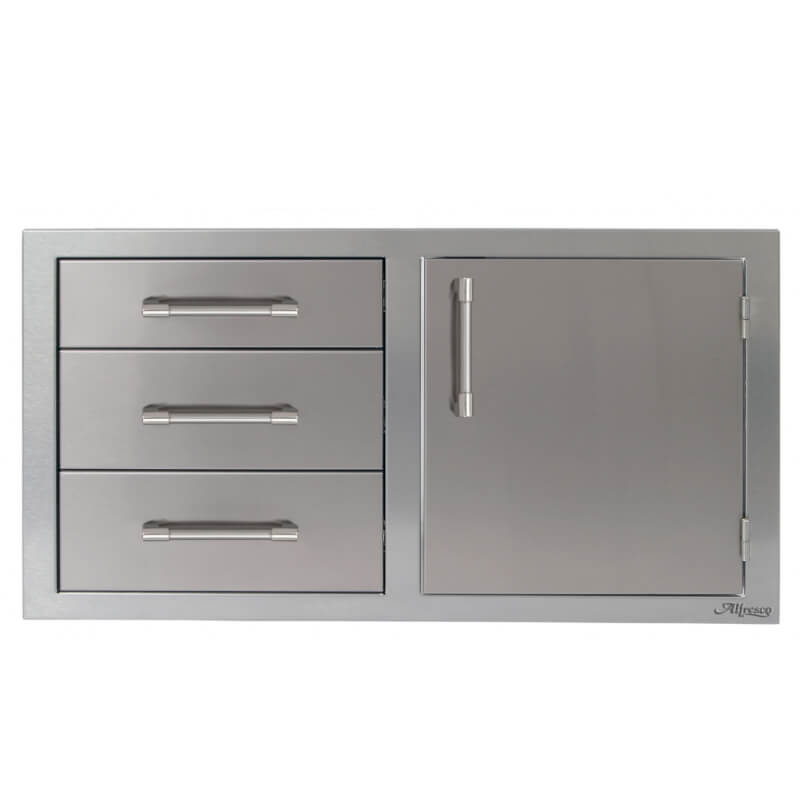 Alfresco 42-Inch Stainless Steel Soft-Close Door & Triple Drawer Combo