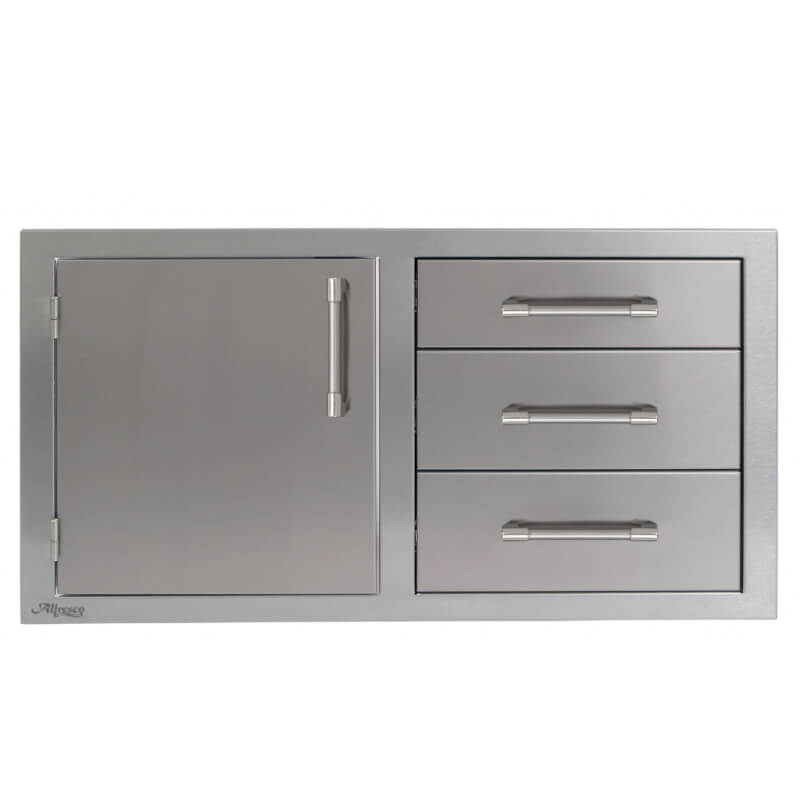 Alfresco 42-Inch Stainless Steel Soft-Close Door & Triple Drawer Combo