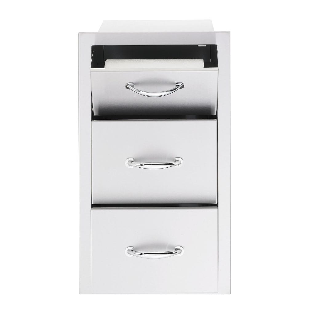 American Made Grills AMG 17" Stainless Steel Vertical 2-Drawer & Paper Towel Holder Combo SSTDC-17