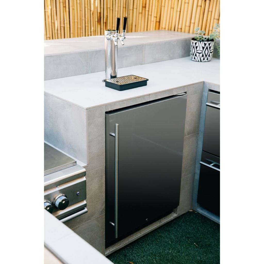 American Made Grills AMG 24" 6.6 Cu. Ft. Deluxe Outdoor Rated Double Tower Kegerator SSRFR-24DK2