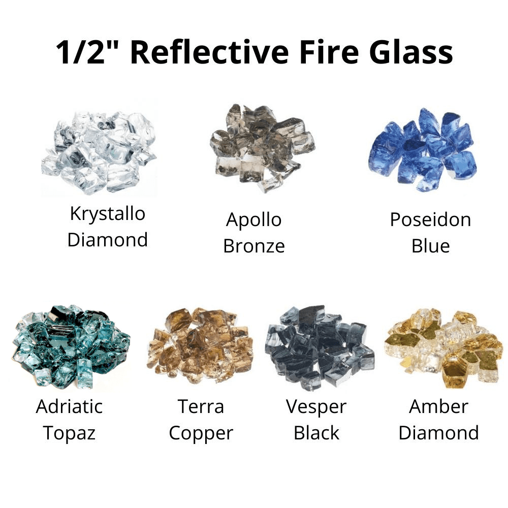 Athena 1/2-Inch Reflective Fire Glass for Gas Fire Pits