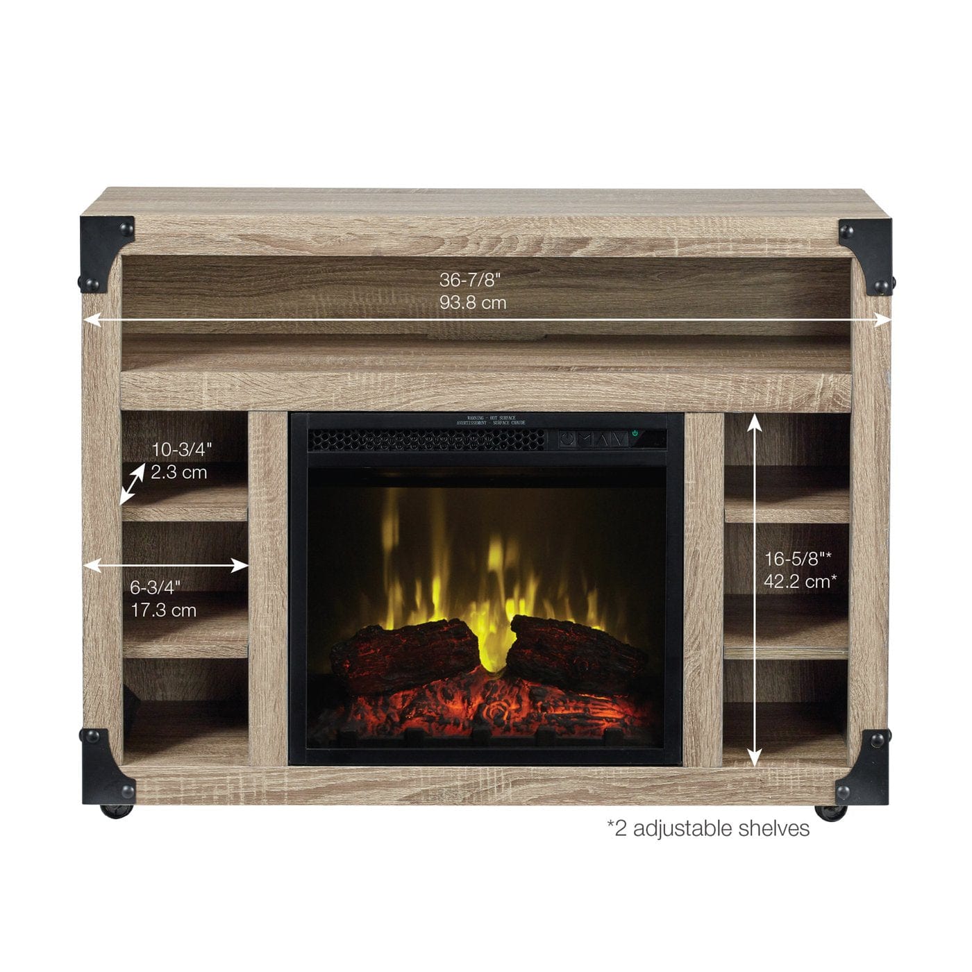 Dimplex Chelsea TV Stand Electric Fireplace, Distressed Oak C3P18LJ-2086DO