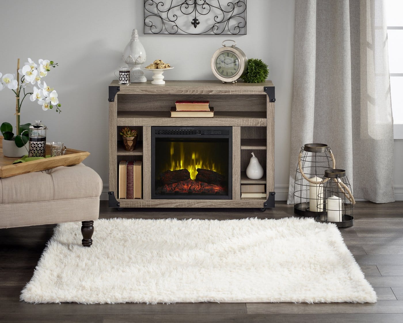 Dimplex Chelsea TV Stand Electric Fireplace, Distressed Oak C3P18LJ-2086DO