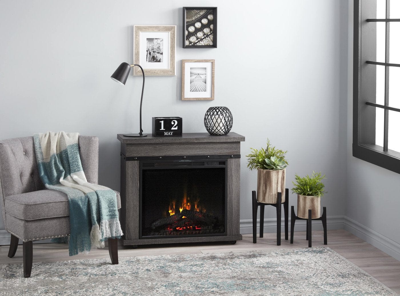 Dimplex Morgan Electric Fireplace Mantel, Charcoal Oak C3P23LJ-2085CO