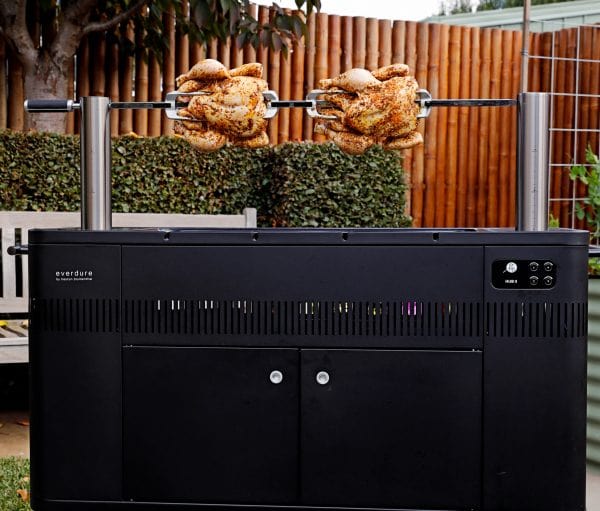 Everdure HUB II 54-Inch Charcoal Grill w/ Rotisserie and Cliplock Forks™ - HBCE3BUS