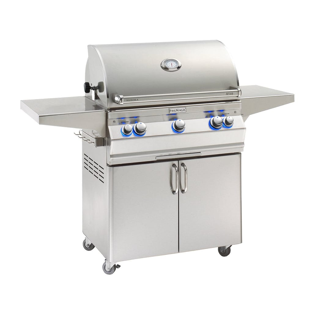 Fire Magic Aurora 30" Portable Gas Grill with Backburner, Rotisserie Kit & Analog Thermometer A540s