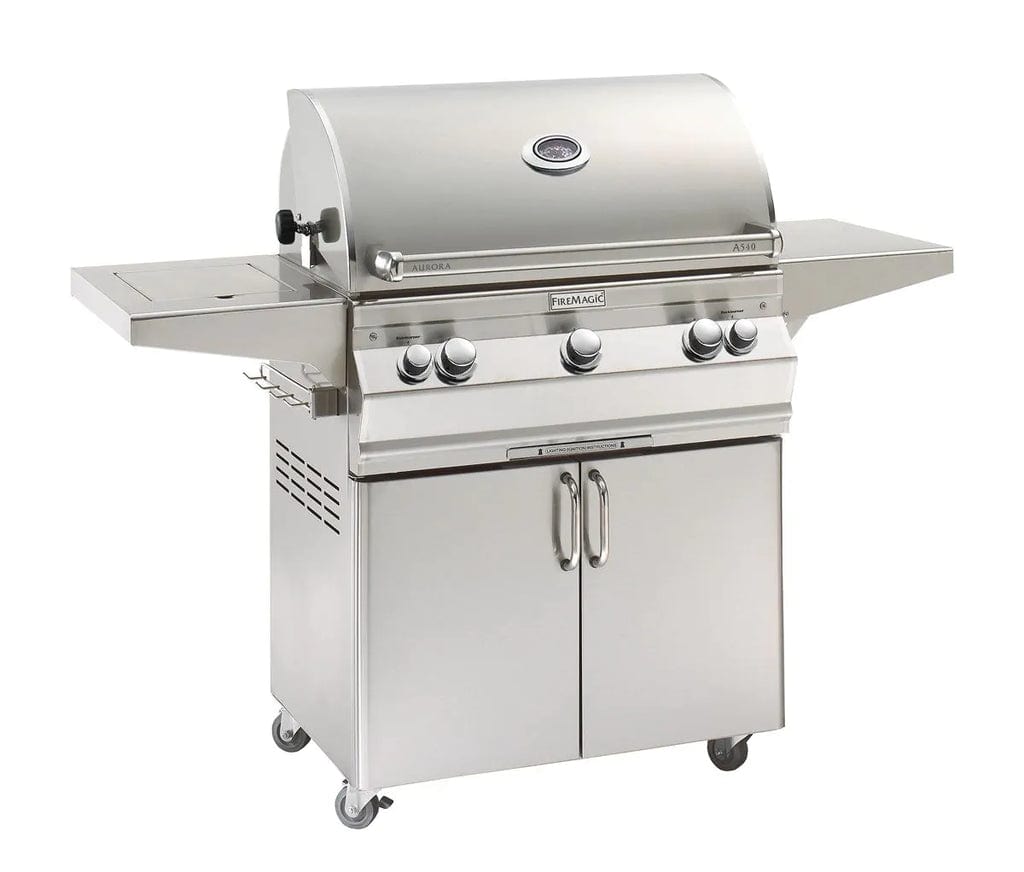 Fire Magic Aurora 30" Portable Gas Grill with Backburner, Rotisserie Kit & Single Side Burner A540s