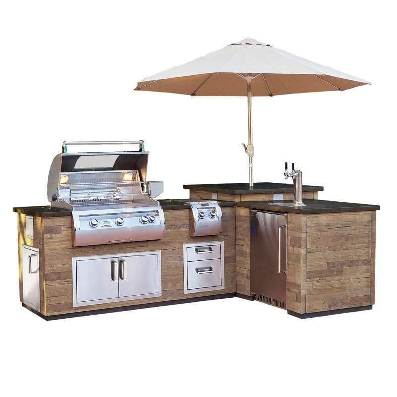 Fire Magic Silver Pine L-Shaped Reclaimed Wood Island System w/ Medium Pantry Cutout IL660-FOD(SPD)-116BA