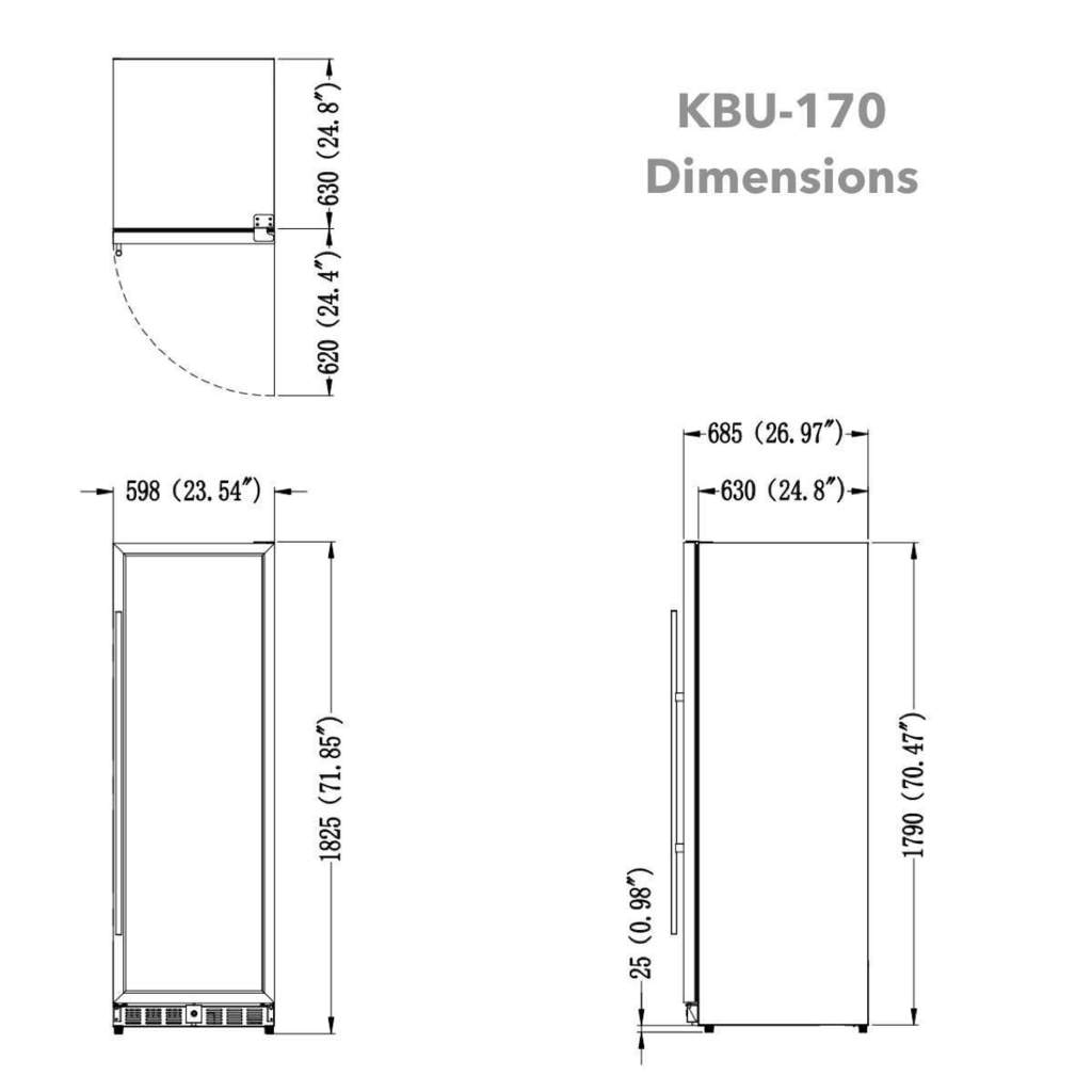 KingsBottle 72" Large Beverage Refrigerator With Clear Glass Door - KBU170BX