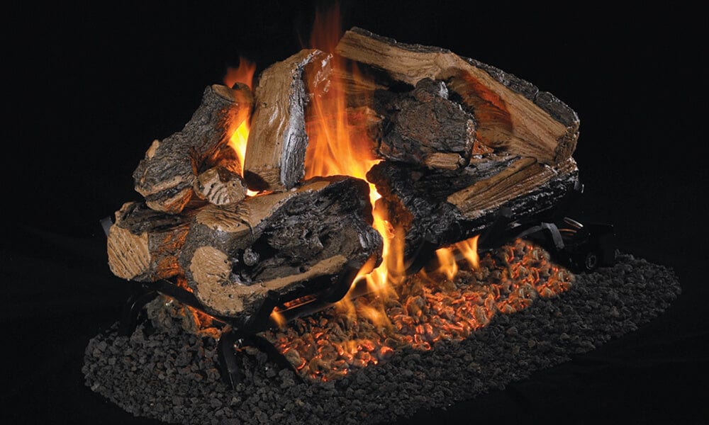 Real Fyre Charred Rugged Split Oak 24-inches See Thru Vented Gas Log Set CHRRSO-2-24