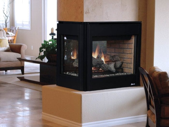 Superior 40" Traditional Direct Vent Peninsula Gas Fireplace  DRT40PFDEN