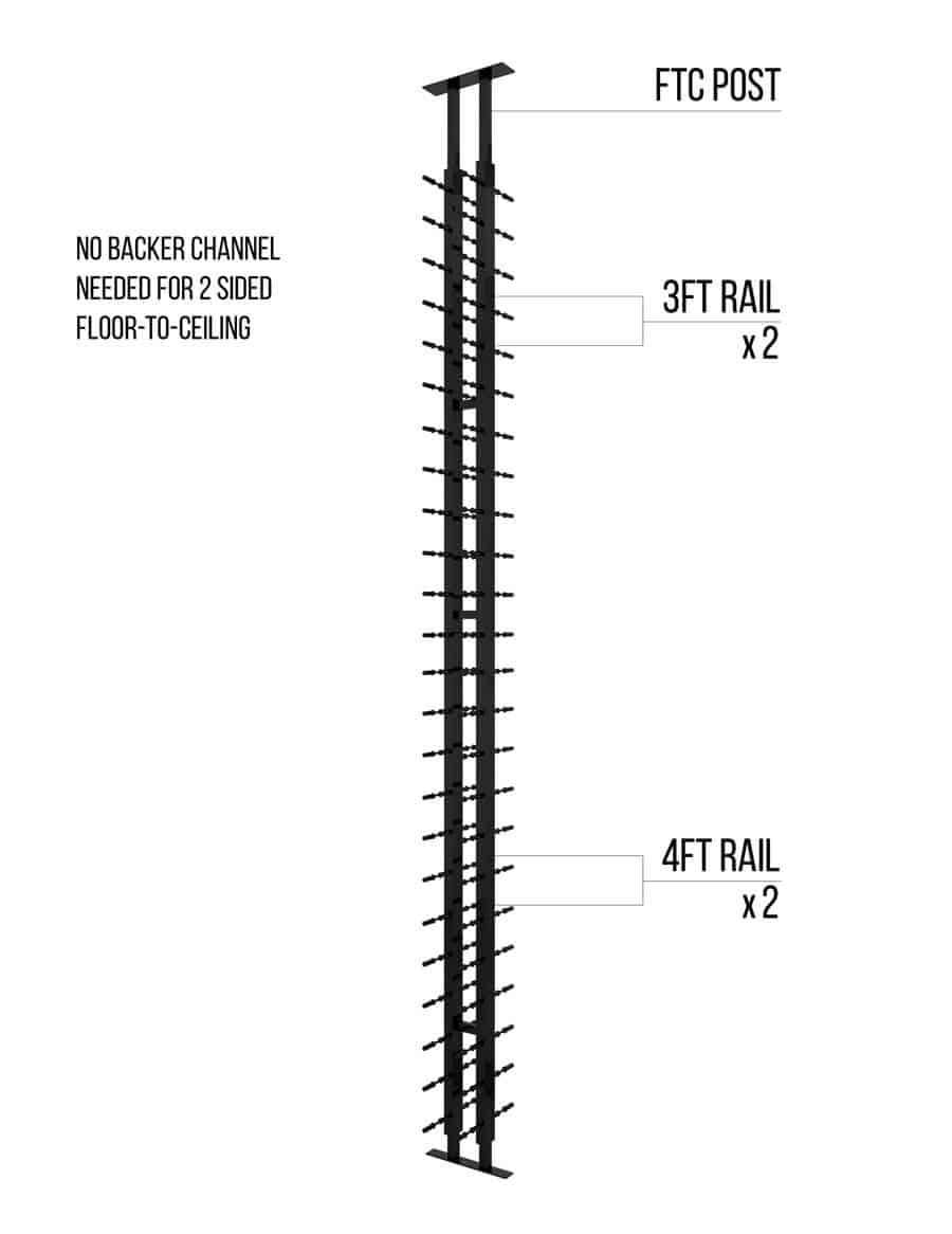 Ultra Wine Racks Floor-To-Ceiling Mounted Display - 2 Sided (42 Bottles)