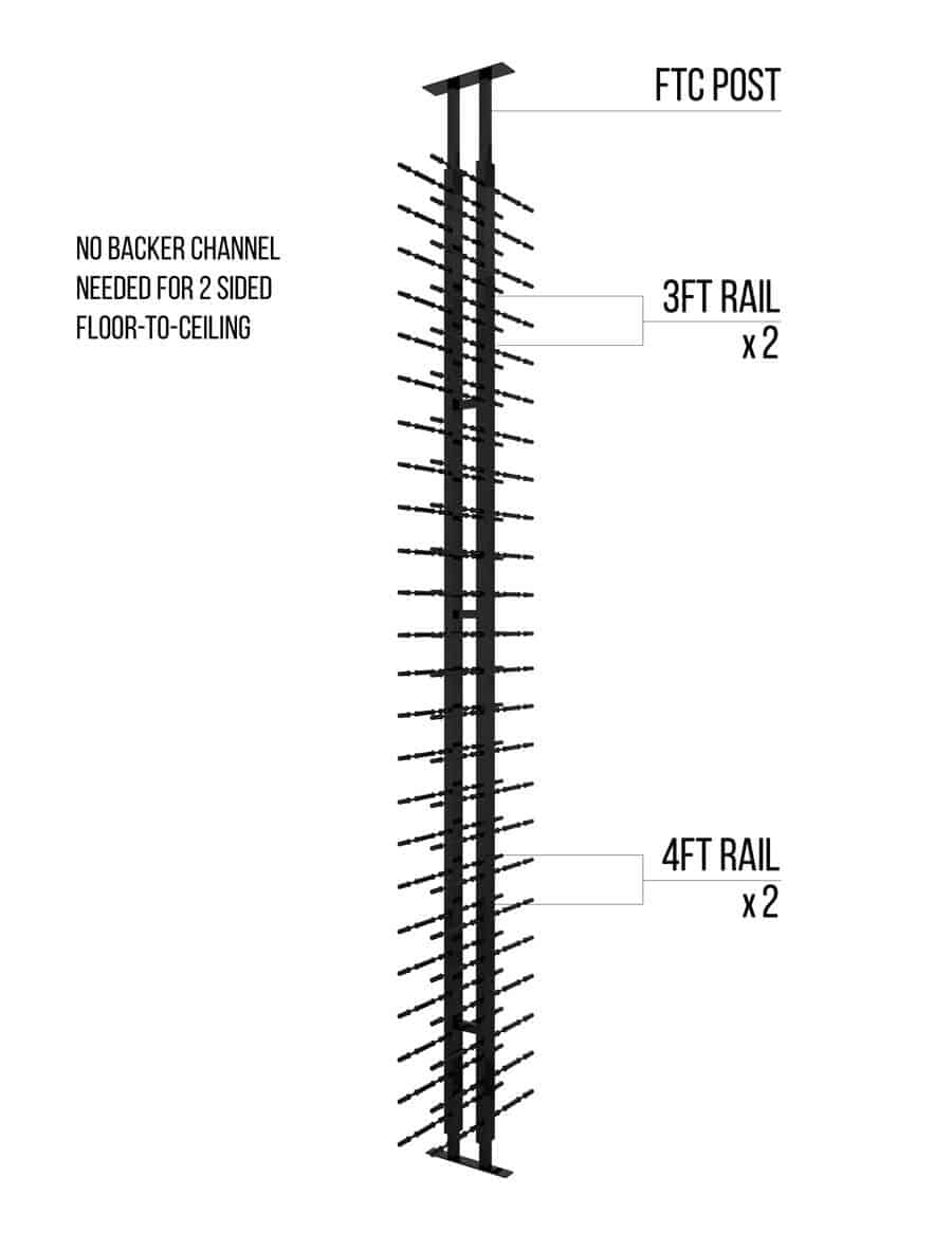 Ultra Wine Racks Floor-To-Ceiling Mounted Display - 2 Sided (84 Bottles)