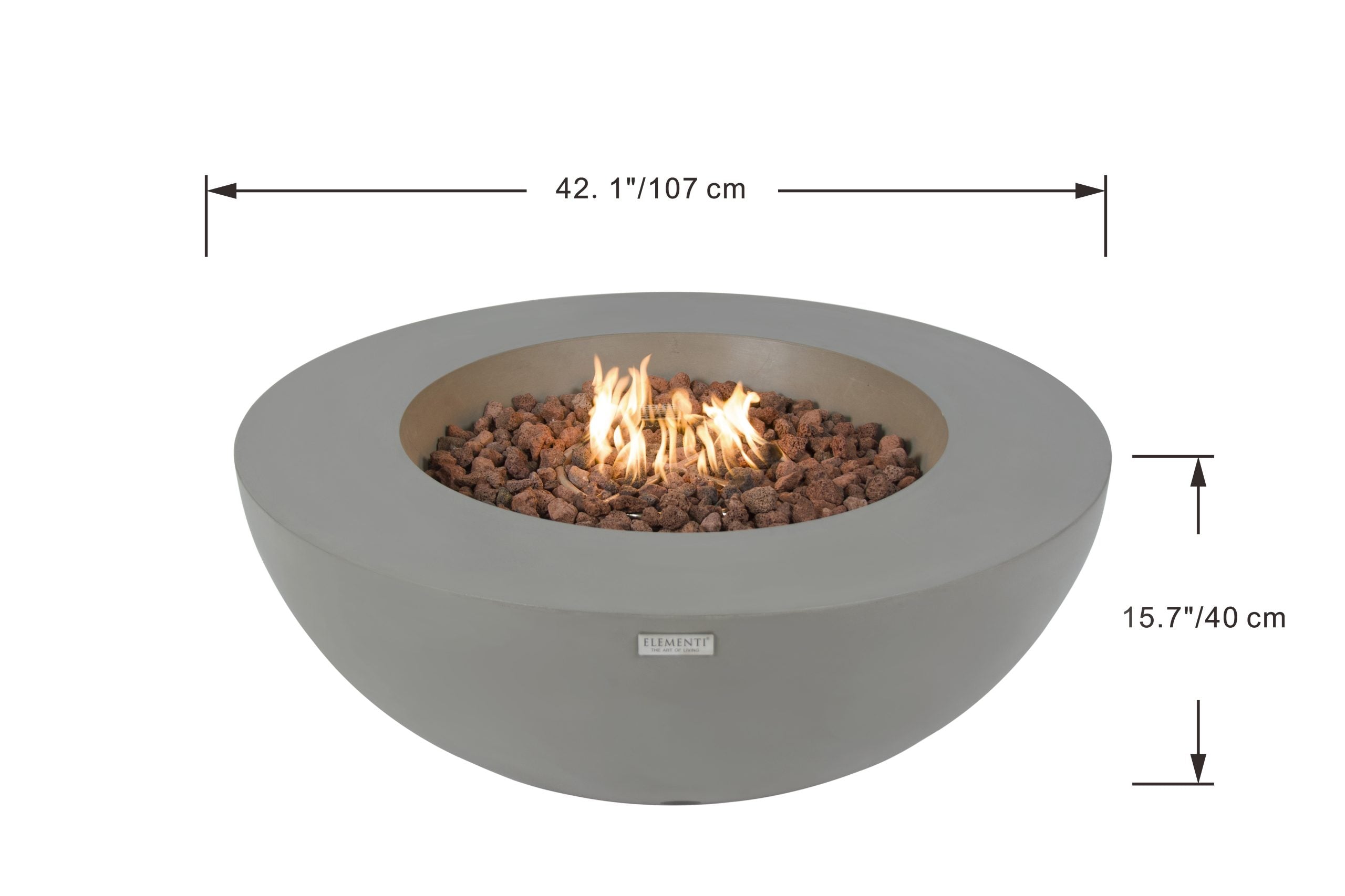 Elementi Lunar Bowl Fire Table - Light Grey