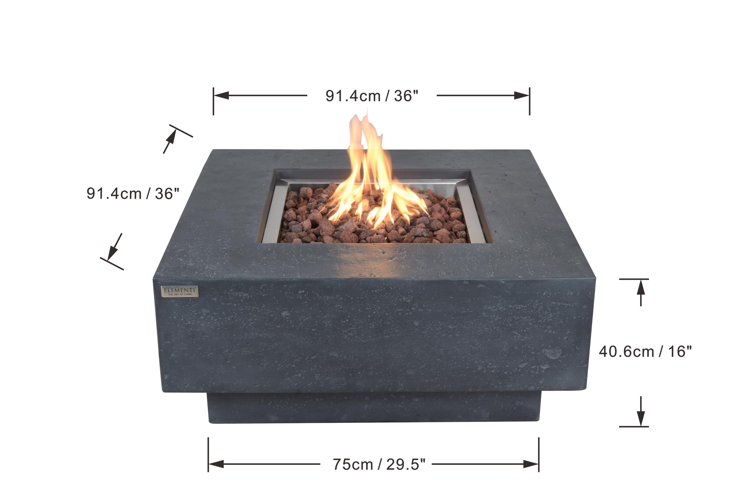 Elementi Manhattan Fire Table - Dark Grey