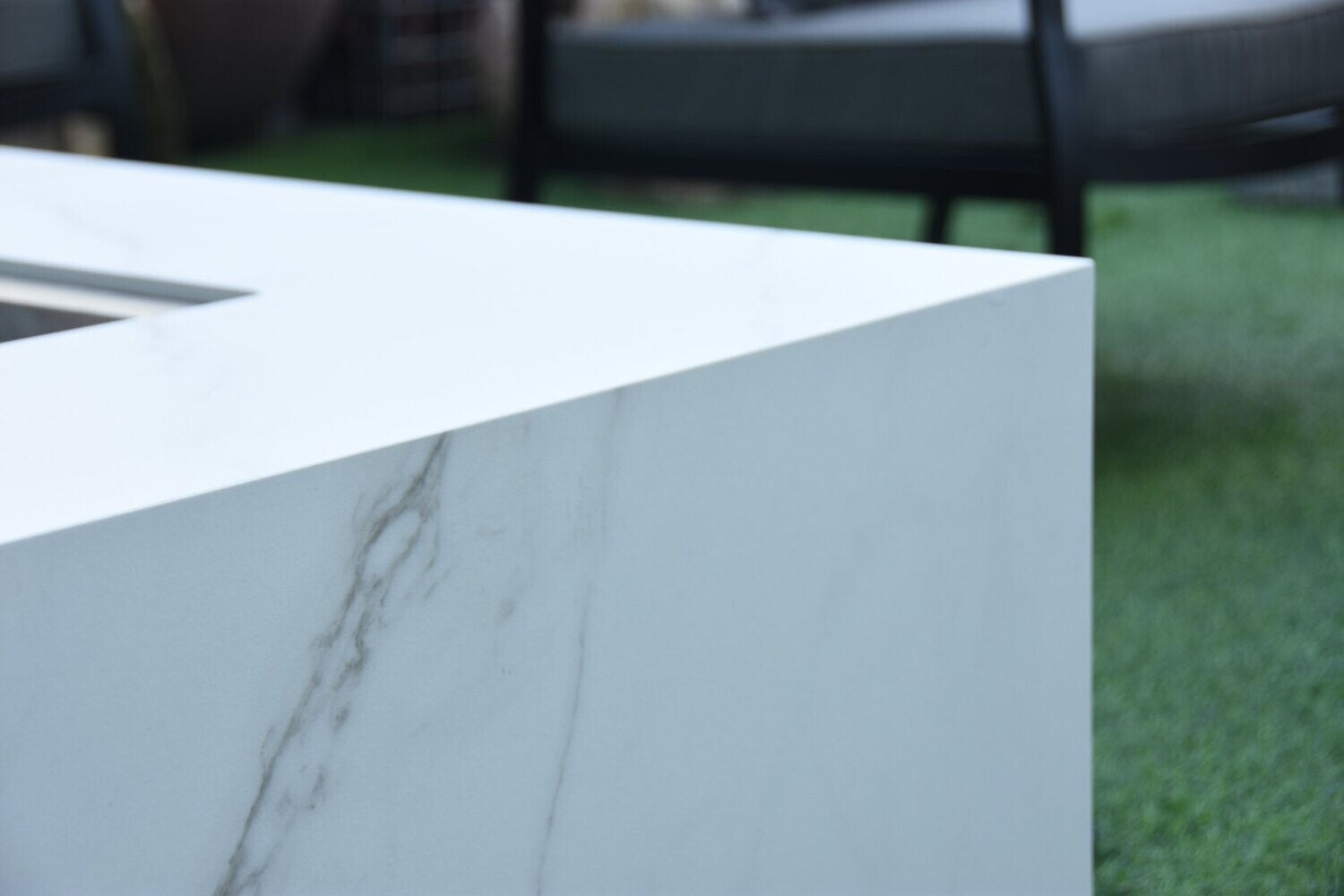 Elementi Bianco Marble Porcelain Fire Table