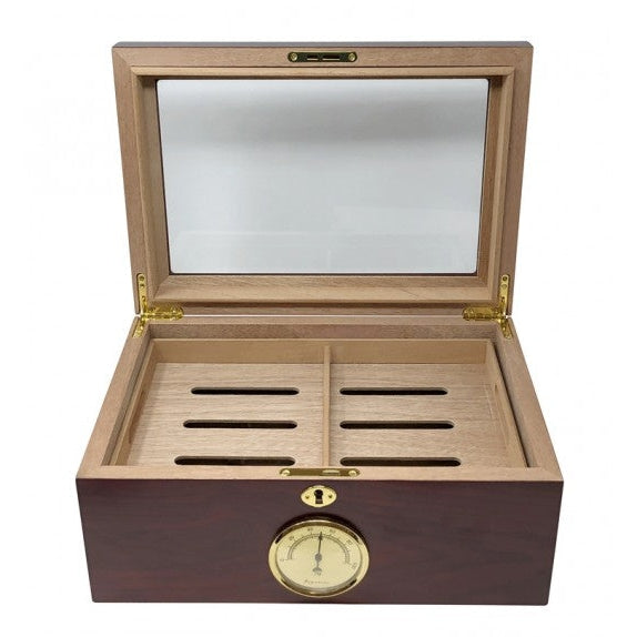 Berkeley 100 Ct. Humidor w/ Glass Top & External Hygrometer-5