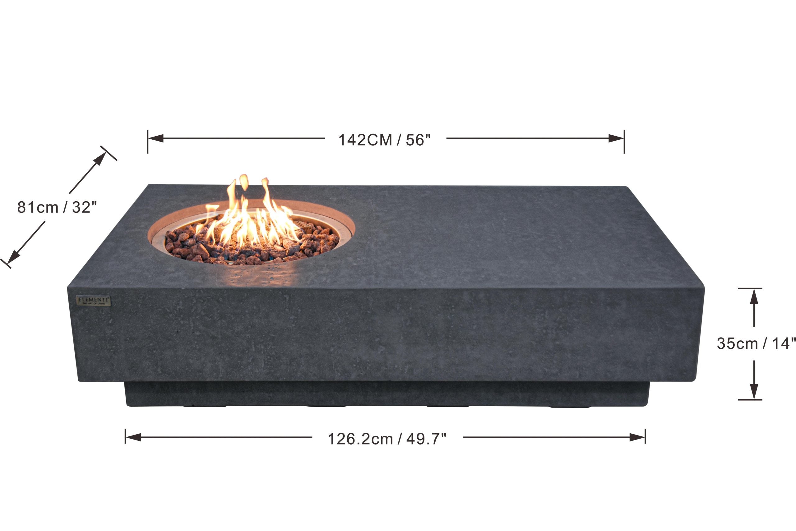 Elementi Metropolis Fire Table - Dark Grey