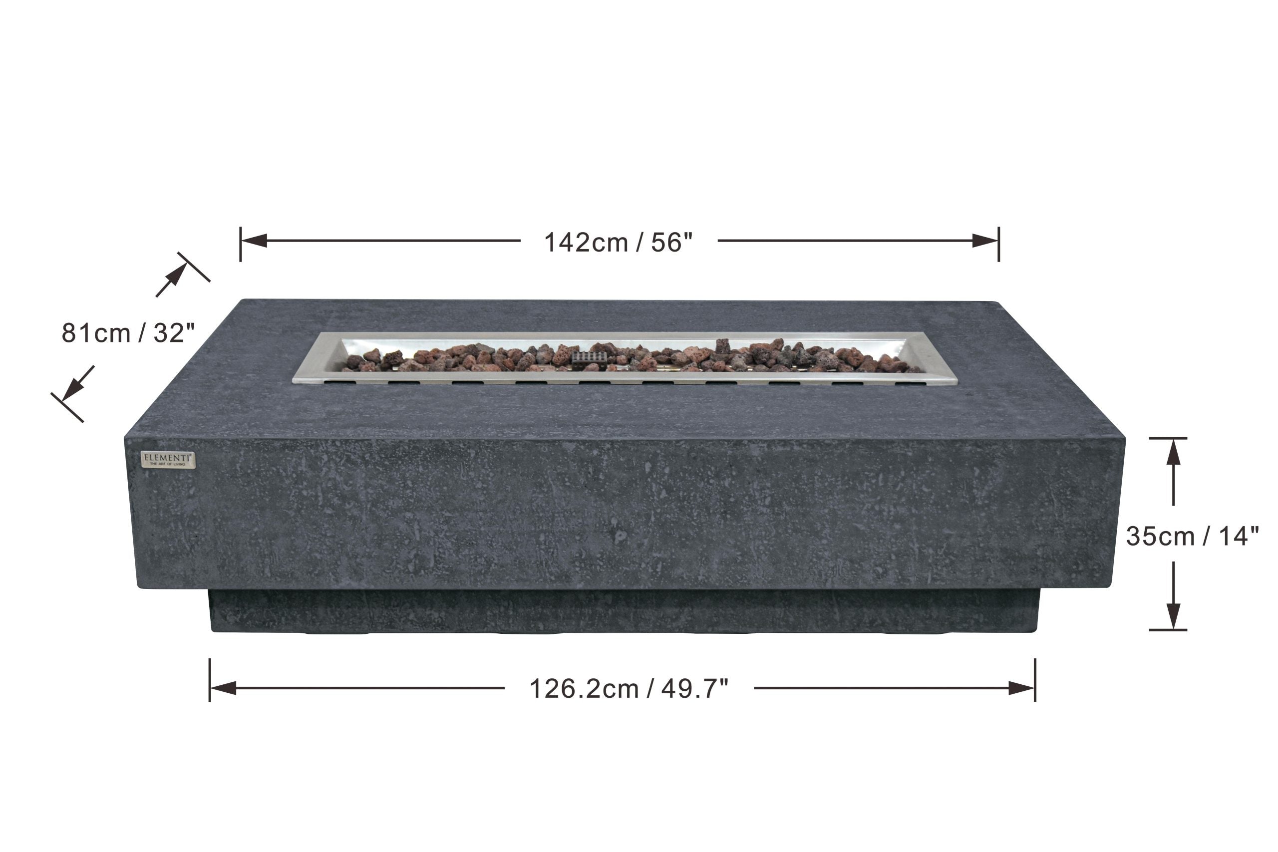 Elementi Hampton Boulder Fire Table - Dark Grey