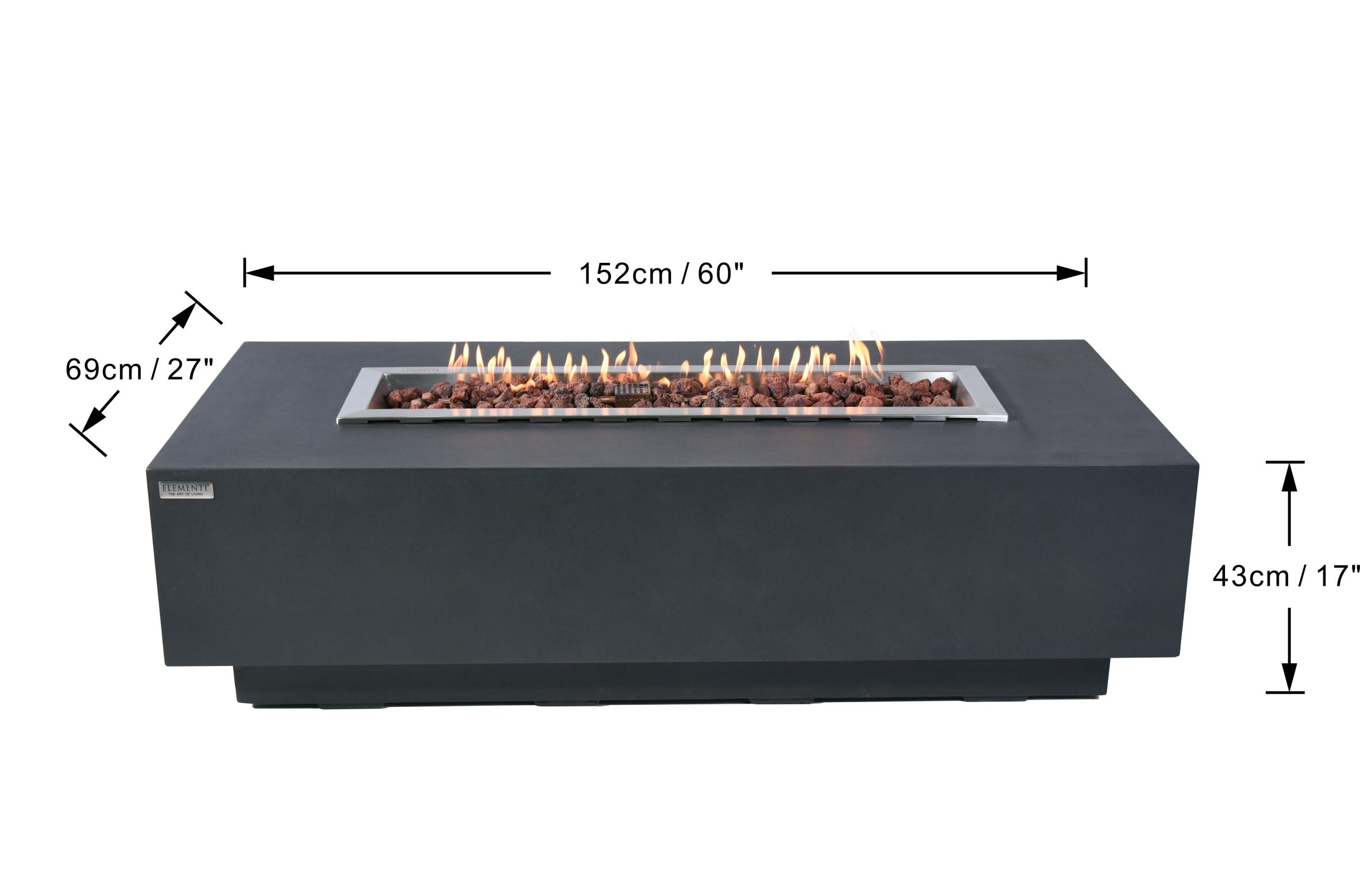 Elementi Granville Boulder Fire Table - Dark Grey