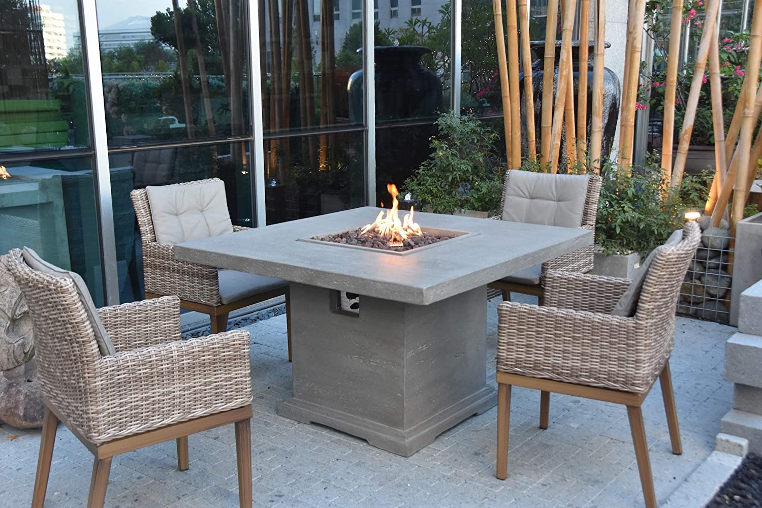 Elementi Birmingham Dining Fire Table (Propane) - Light Grey