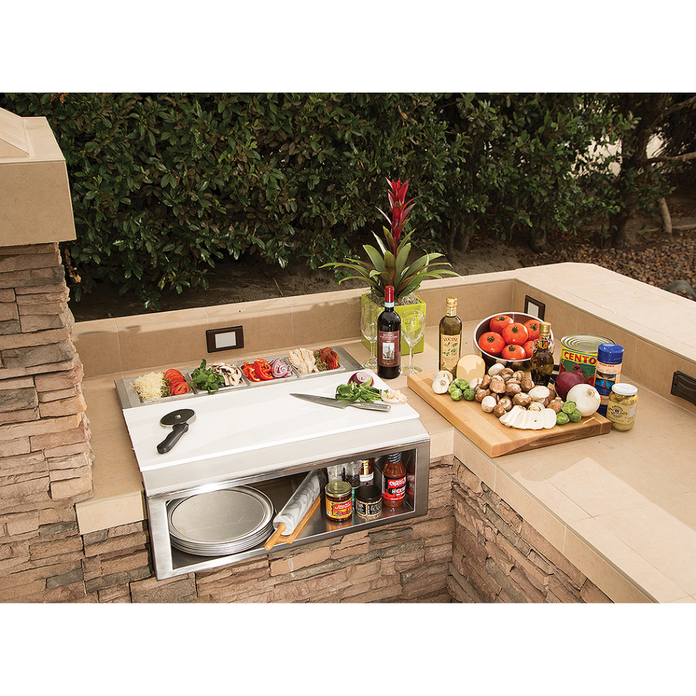 Alfresco 30-Inch Pizza Prep & Garnish Rail with Food Pans (APS-30PPC)