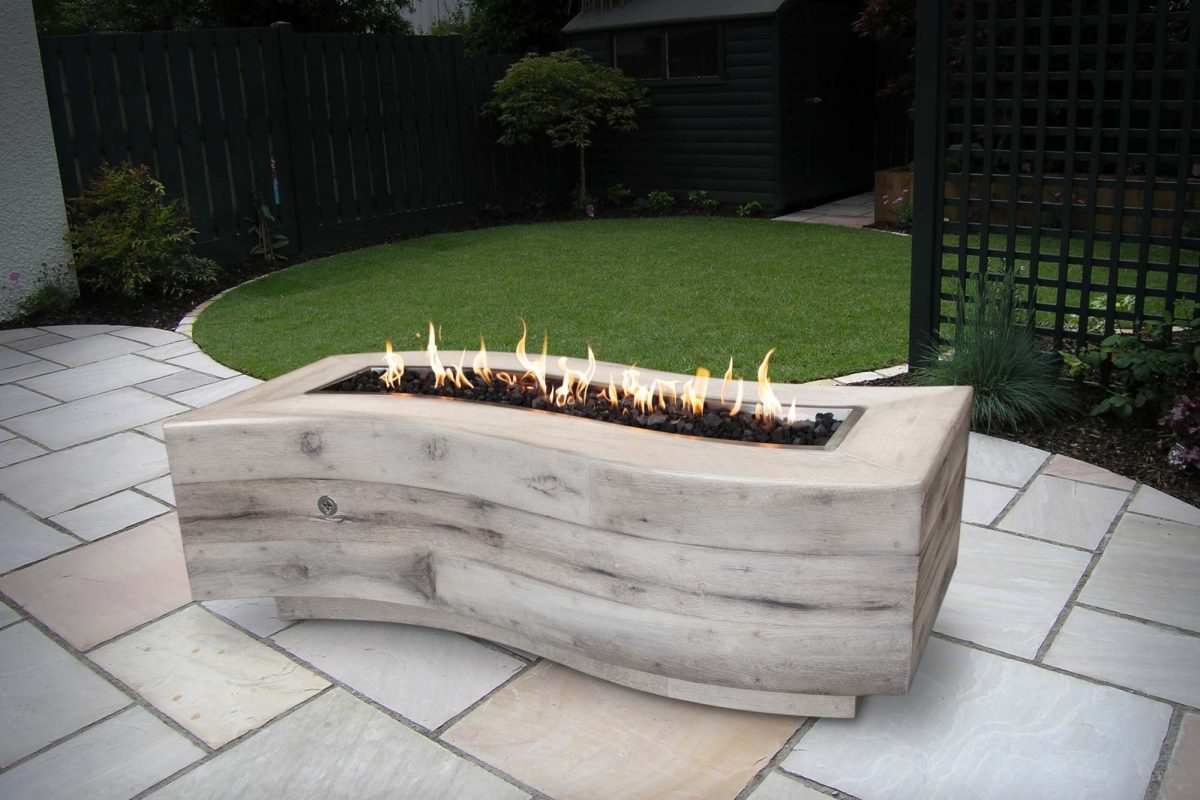 The Outdoor Plus Big Sur Fire Pit | Wood Grain Concrete