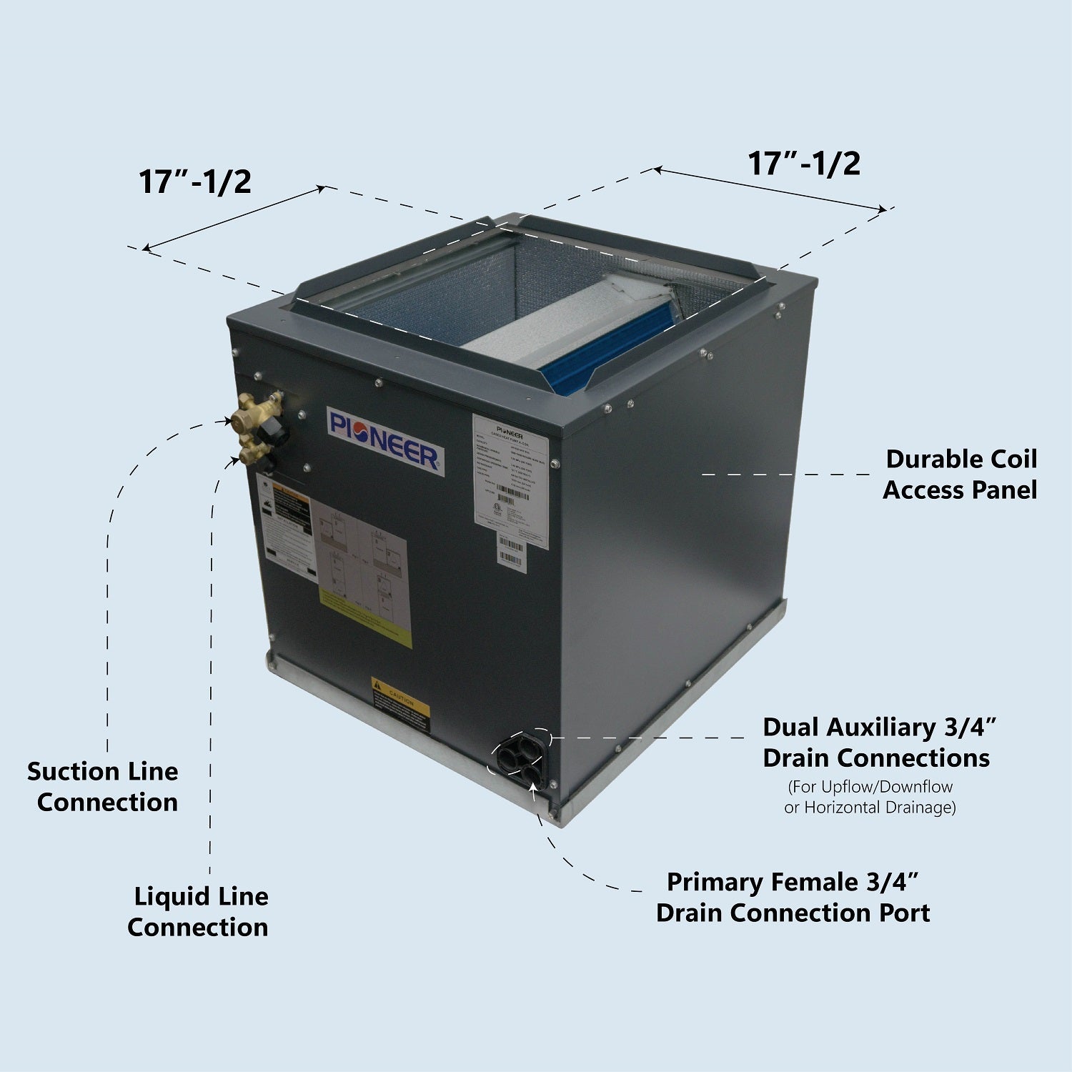 Pioneer® 42,000~60,000 BTU Furnace-Connect Multi-Position Cased AC Heat Pump A-Coil