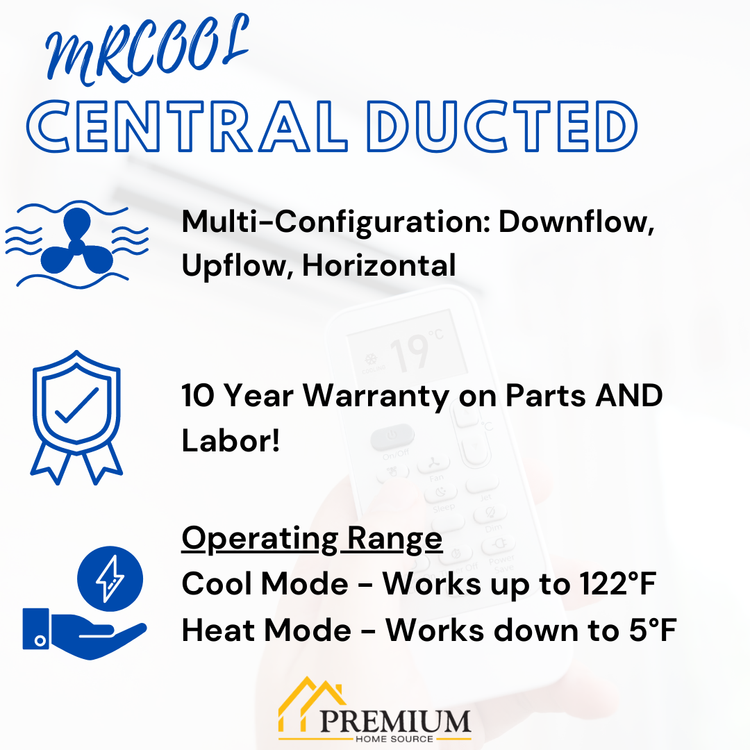 MRCOOL 36K BTU 18 SEER Ducted Air Handler, Condenser, 25 Ft. Lineset, CENTRAL-36-HP-230-25