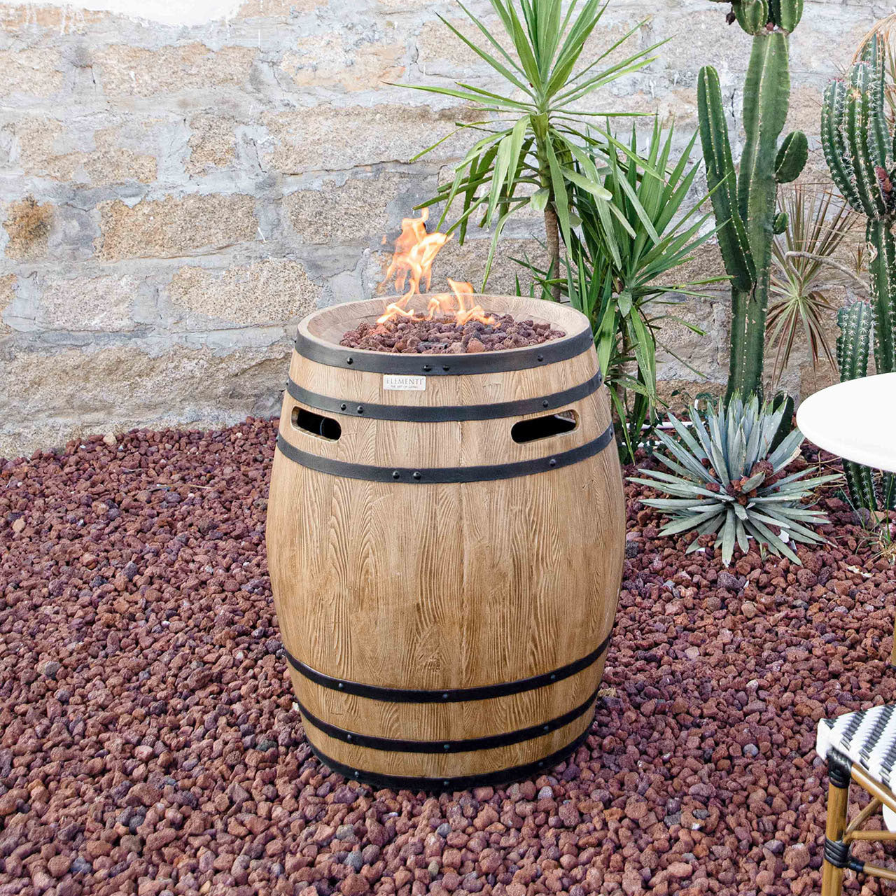 Elementi Napa Barrel Propane Fire Pit - Redwood