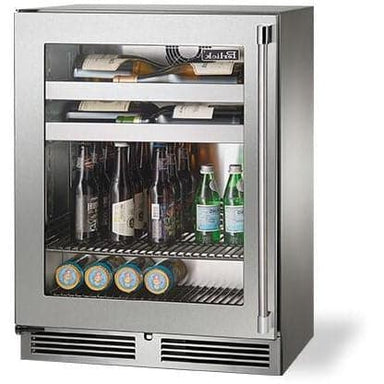 HH24BO-4-3LL Perlick Signature Series Shallow Depth 18" Depth Outdoor Beverage Center with stainless steel glass door, hinge left, with lock-1